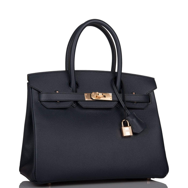 Hermes Birkin 30 Bleu Indigo Epsom Rose Gold Hardware Main Image