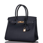 Hermes Birkin 30 Bleu Indigo Epsom Rose Gold Hardware