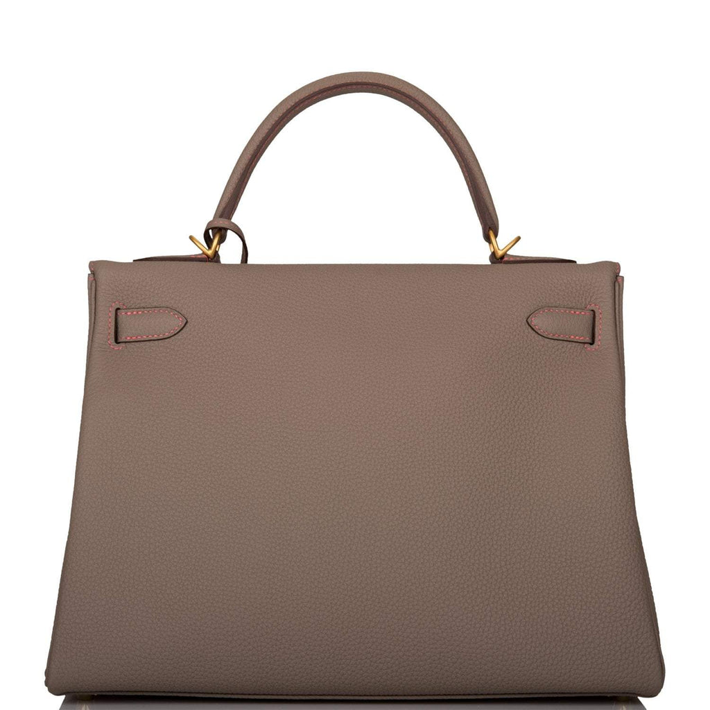 Hermes Horseshoe Stamp (HSS) Gris Asphalte Verso Togo Retourne Kelly 32cm Brushed Gold Hardware