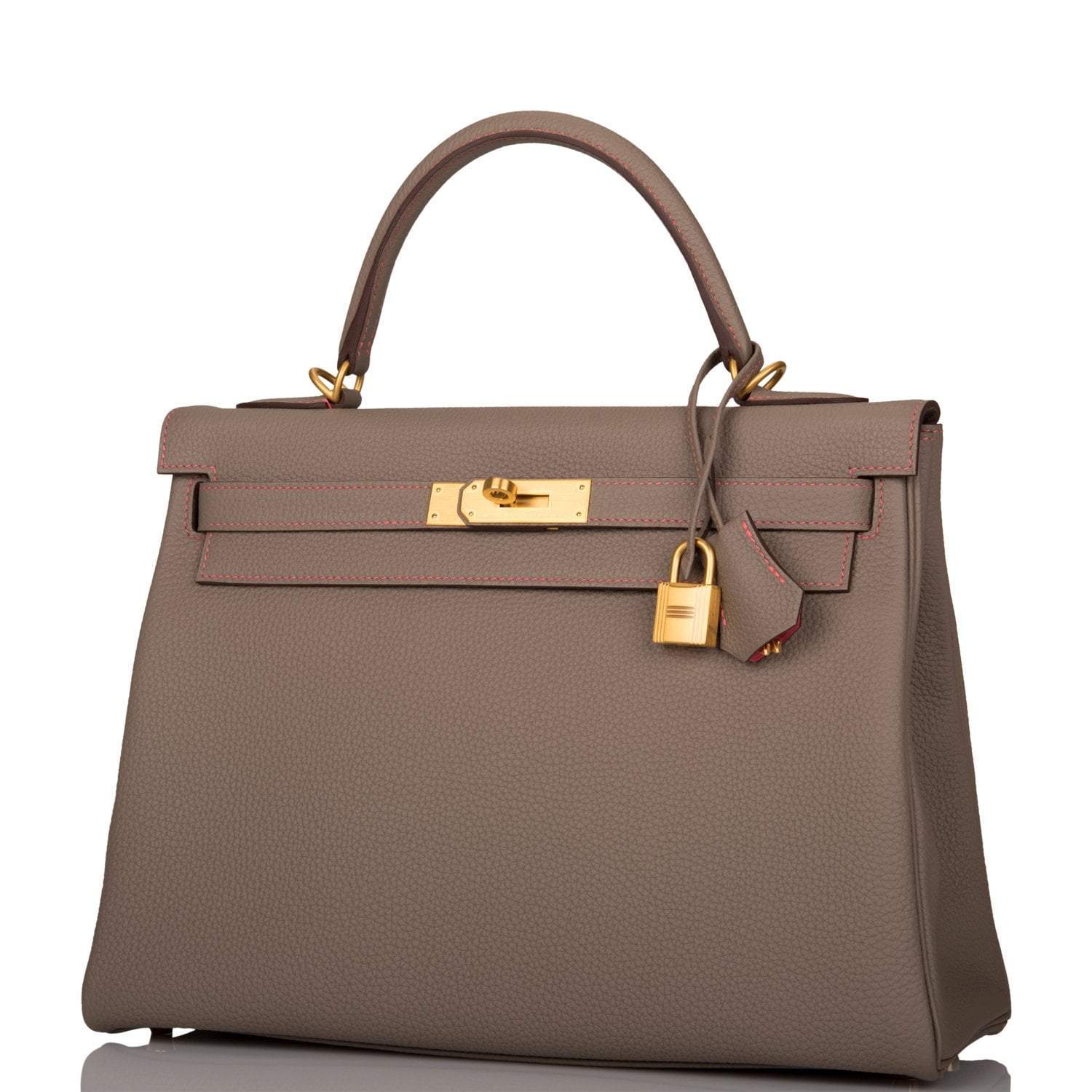 Hermes Horseshoe Stamp (HSS) Gris Asphalte Verso Togo Retourne Kelly 32cm Brushed Gold Hardware