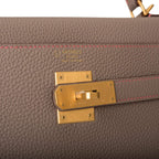 Hermes Horseshoe Stamp (HSS) Gris Asphalte Verso Togo Retourne Kelly 32cm Brushed Gold Hardware