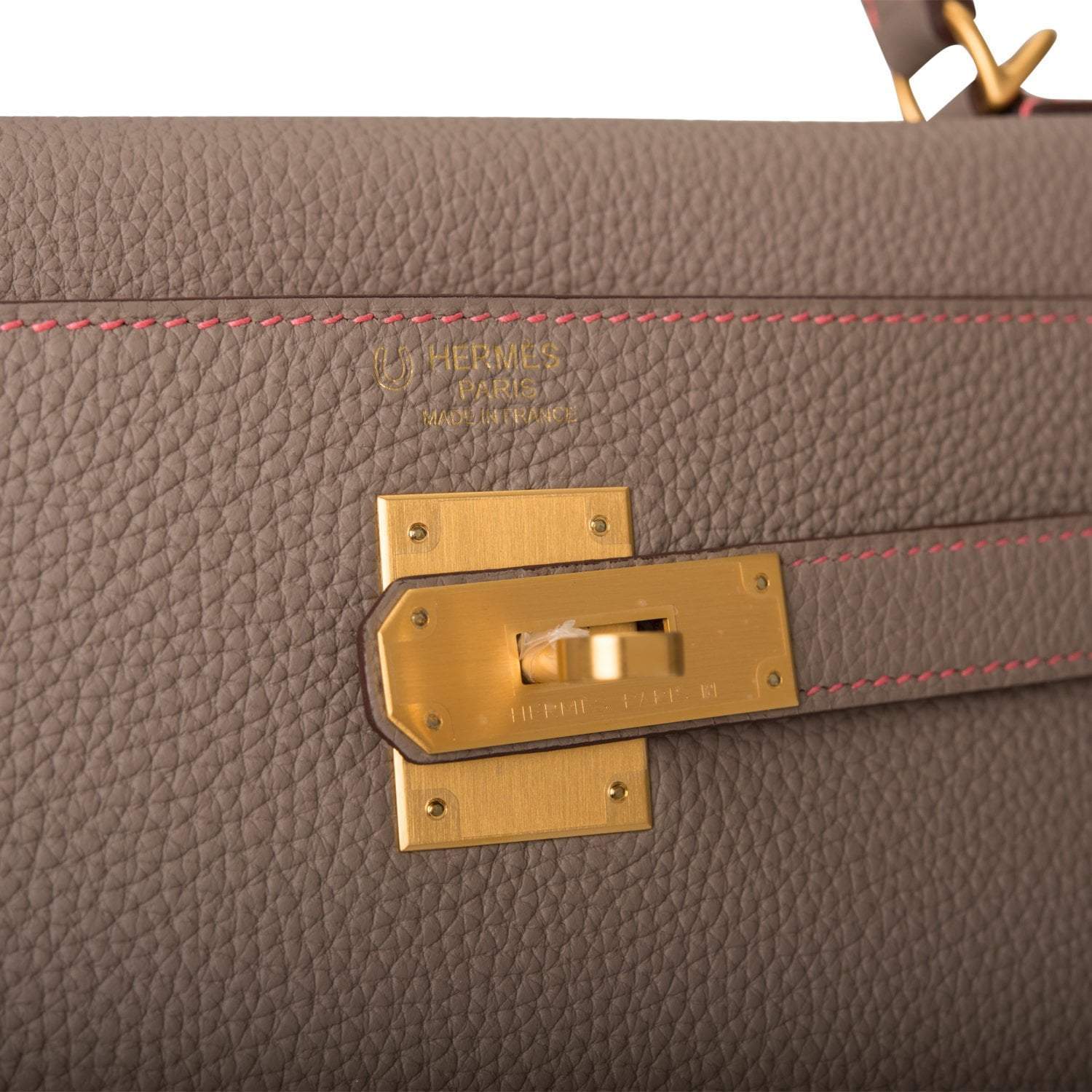 Hermes Horseshoe Stamp (HSS) Gris Asphalte Verso Togo Retourne Kelly 32cm Brushed Gold Hardware