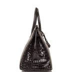 Hermes  Birkin 35cm Bi-Color Gris Tourterelle and Graphite Shiny Porosus Crocodile Brushed Palladium Hardware