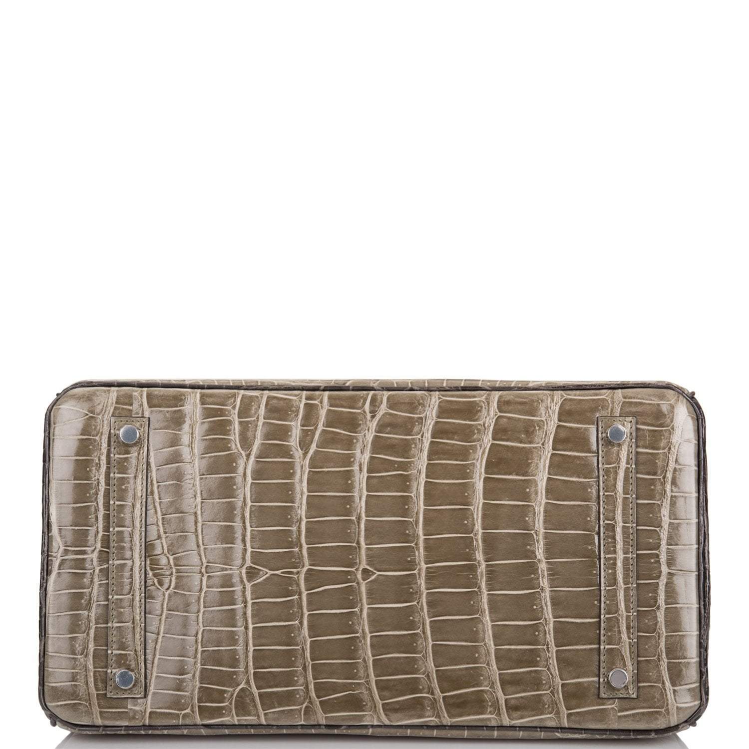 Hermes  Birkin 35cm Bi-Color Gris Tourterelle and Graphite Shiny Porosus Crocodile Brushed Palladium Hardware