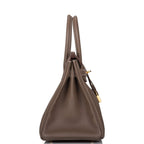 Hermes Etoupe Clemence Birkin 30cm Gold Hardware