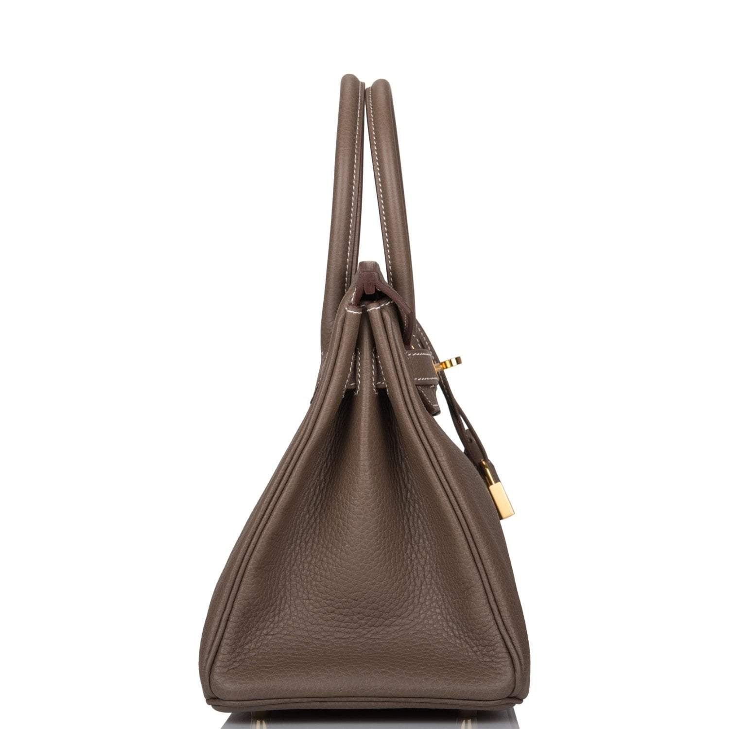 Hermes Etoupe Clemence Birkin 30cm Gold Hardware