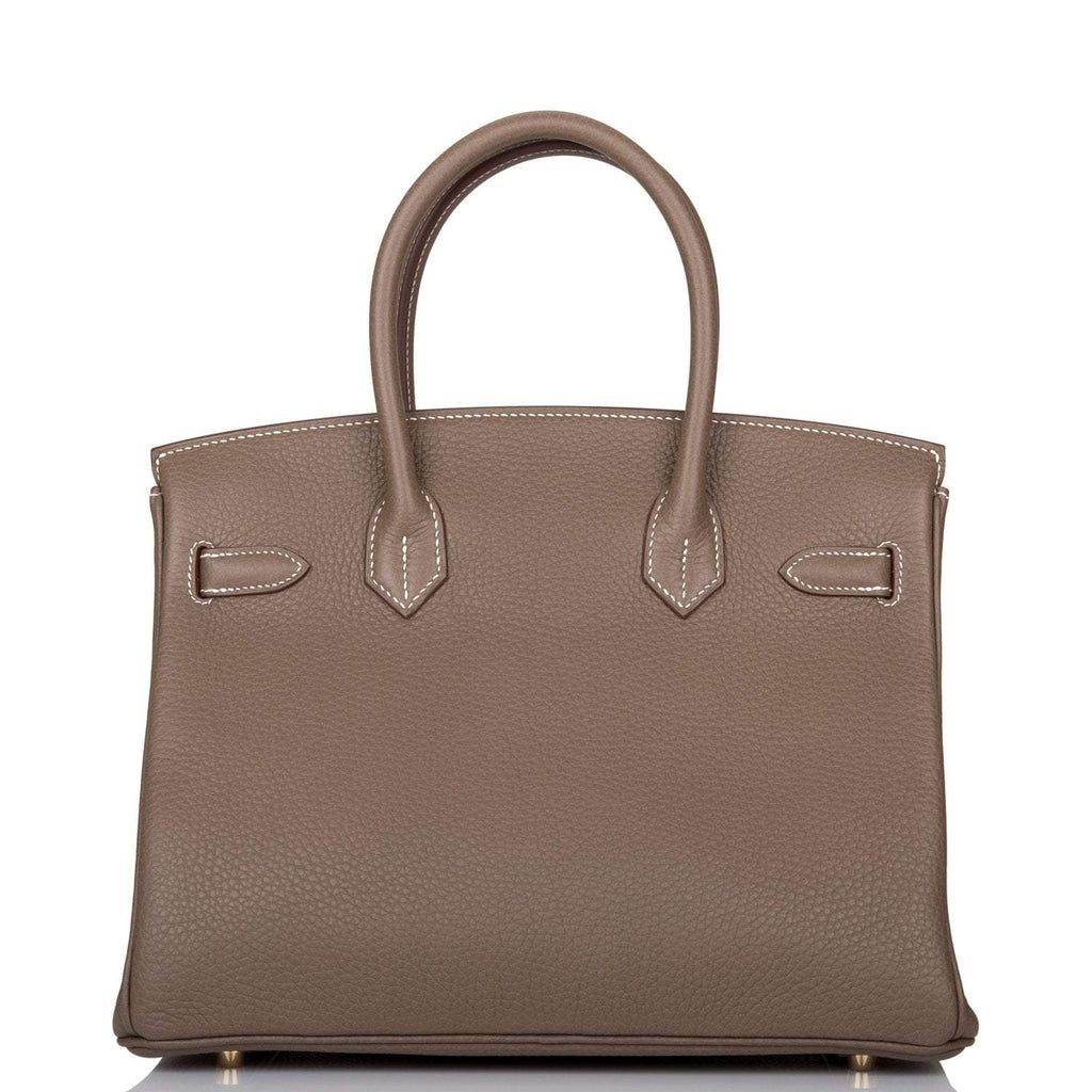 Hermes Etoupe Clemence Birkin 30cm Gold Hardware