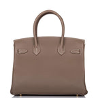 Hermes Etoupe Clemence Birkin 30cm Gold Hardware