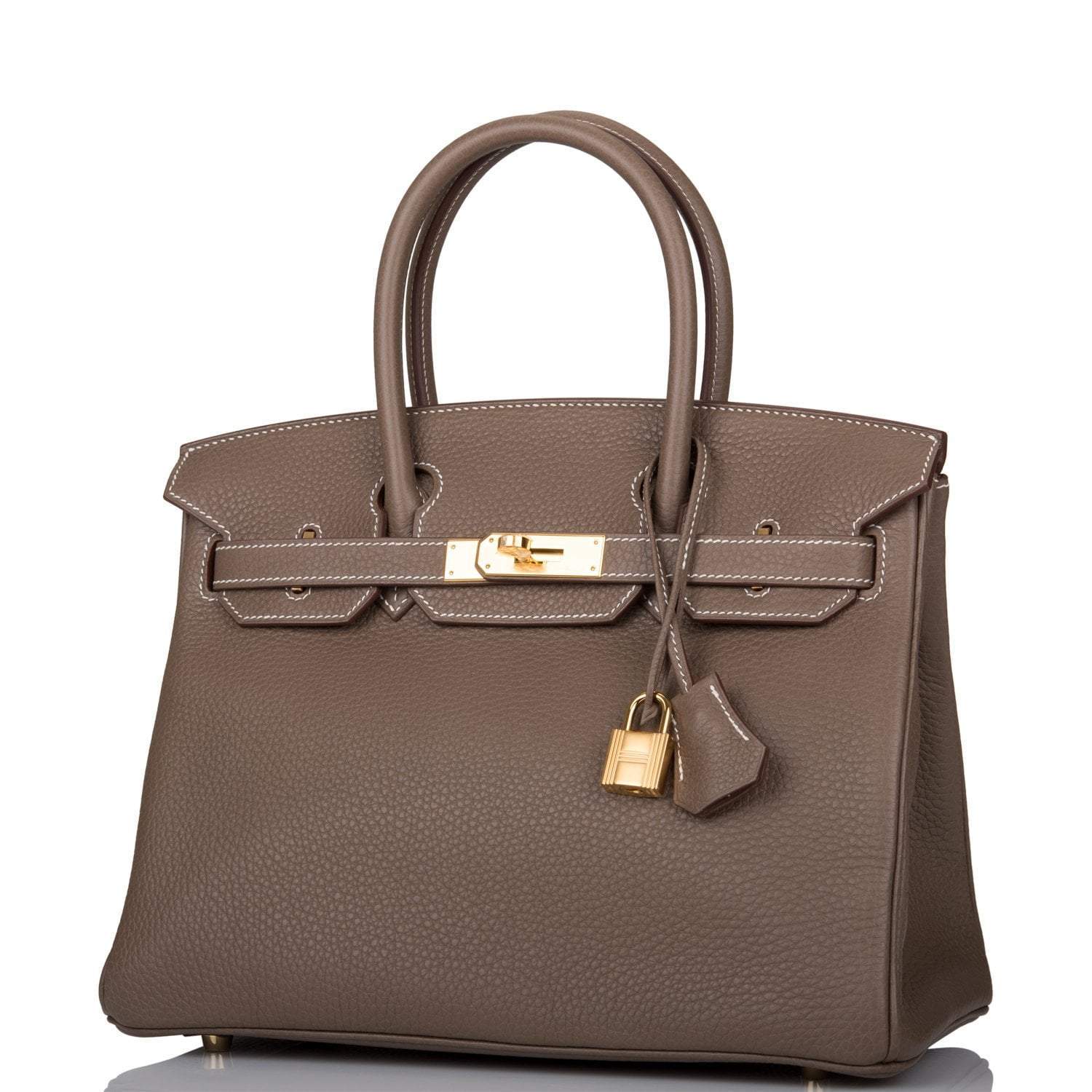 Hermes Etoupe Clemence Birkin 30cm Gold Hardware