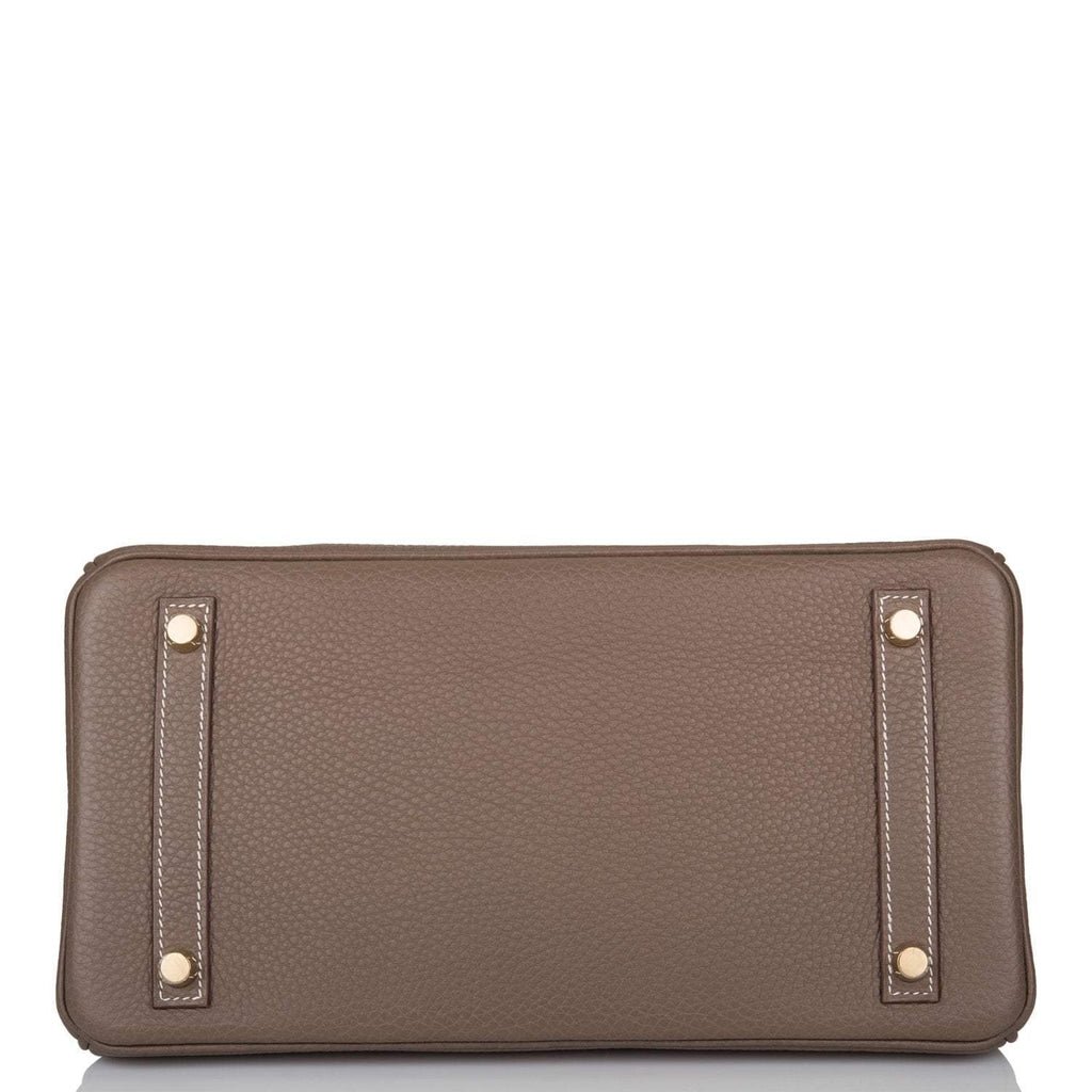 Hermes Etoupe Clemence Birkin 30cm Gold Hardware