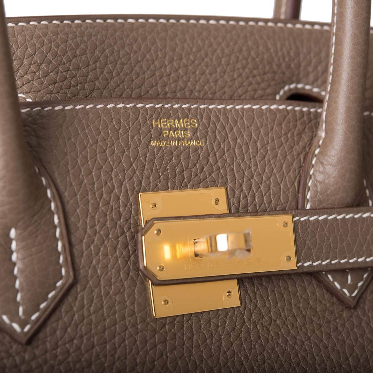 Hermes Etoupe Clemence Birkin 30cm Gold Hardware