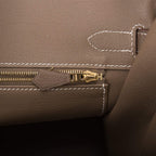 Hermes Etoupe Clemence Birkin 30cm Gold Hardware