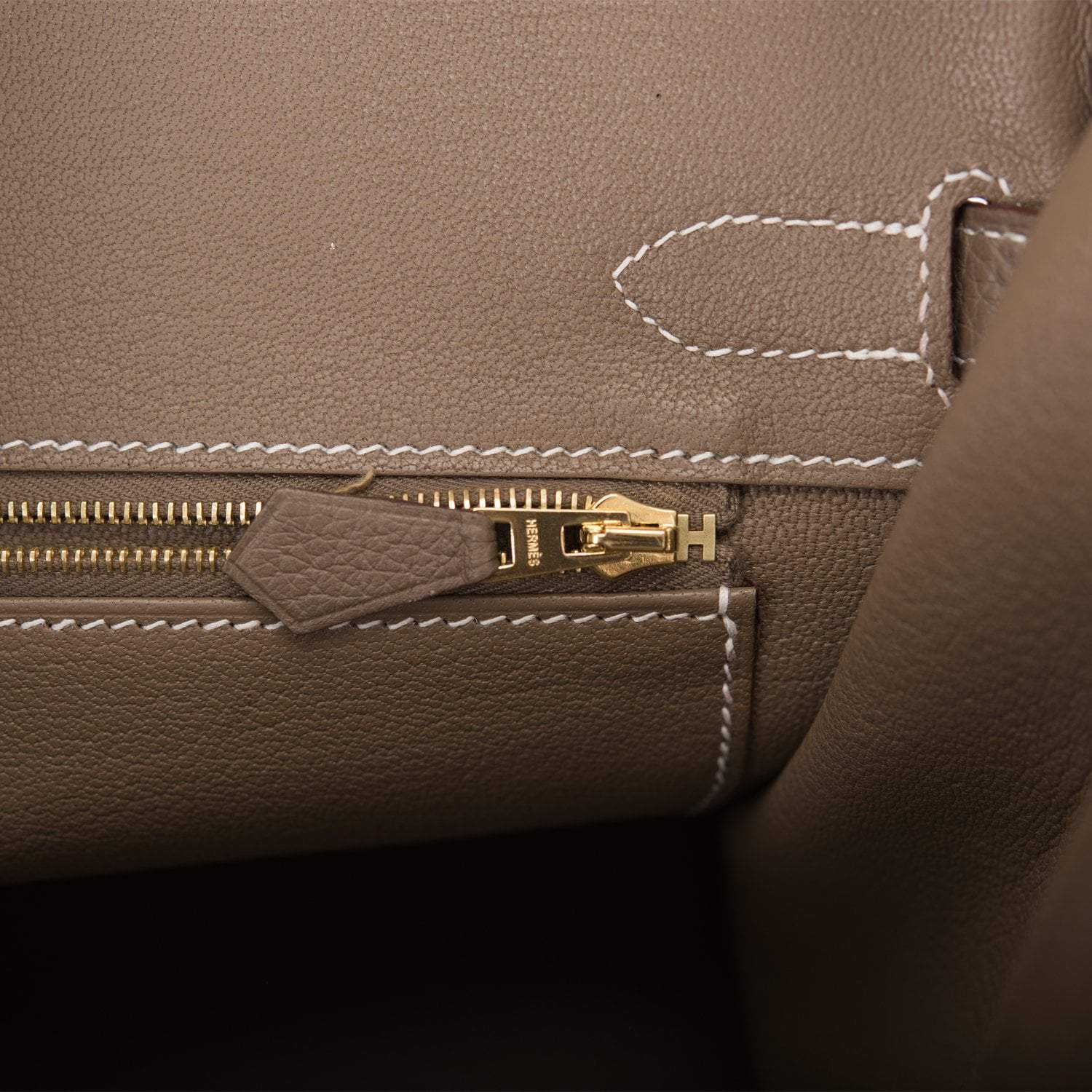 Hermes Etoupe Clemence Birkin 30cm Gold Hardware
