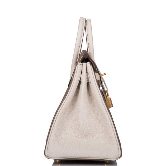 Hermes Birkin 25 Etoupe and Craie Togo Brushed Gold Hardware Main Image