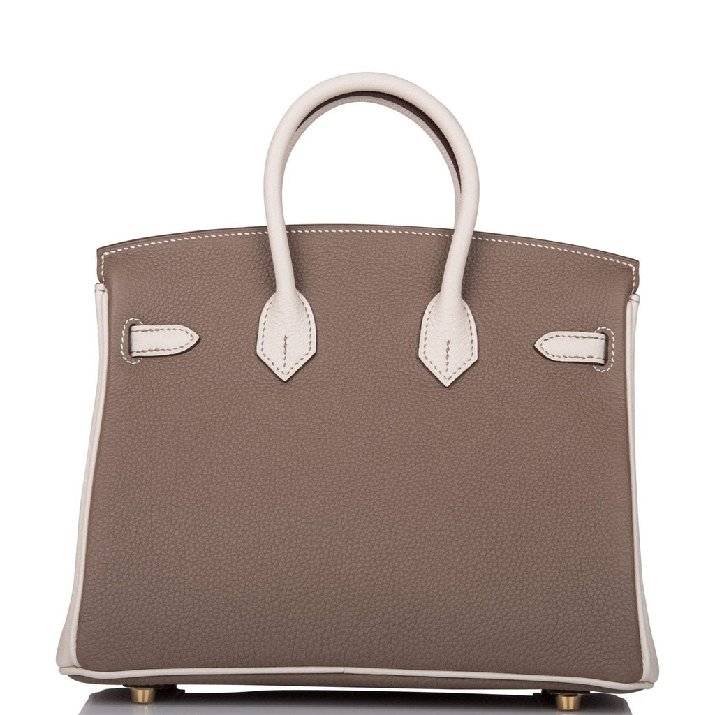 Hermes Birkin 25 Etoupe and Craie Togo Brushed Gold Hardware