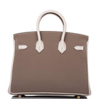 Hermes Birkin 25 Etoupe and Craie Togo Brushed Gold Hardware