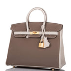 Hermes Birkin 25 Etoupe and Craie Togo Brushed Gold Hardware