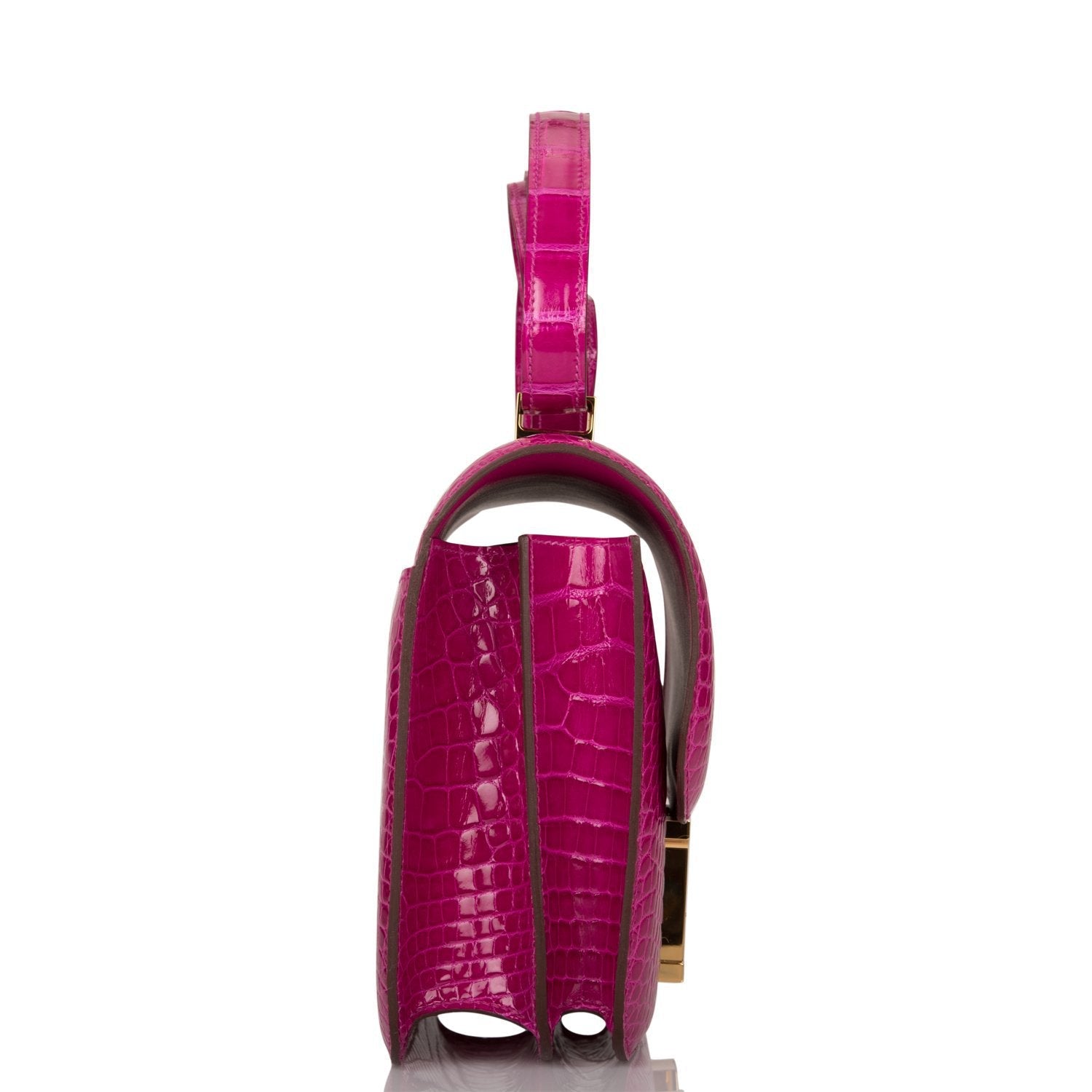 Hermes Rose Scheherazade Shiny Alligator Constance 24cm Gold Hardware