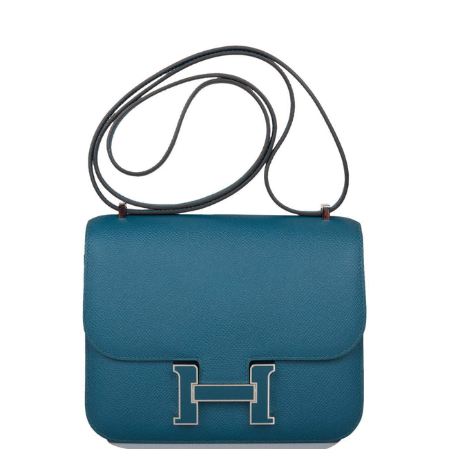 Hermes Vert Bosphore Epsom Mini Constance 18cm Lacquer Hardware Hover Image