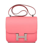 Hermes Rose D'Ete Verso Evercolor Constance 24cm Palladium Hardware