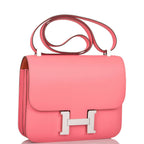 Hermes Rose D'Ete Verso Evercolor Constance 24cm Palladium Hardware