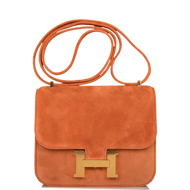 Hermes Paprika Doblis Mini Constance 18cm Gold Hardware Hover Image