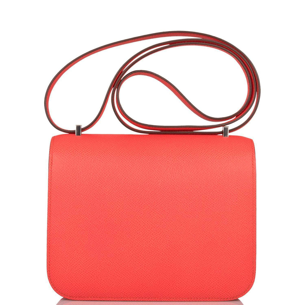 Hermes Rose Enamel Mini Constance 18cm Texas Epsom and Rouge de Coeur Palladium Hardware