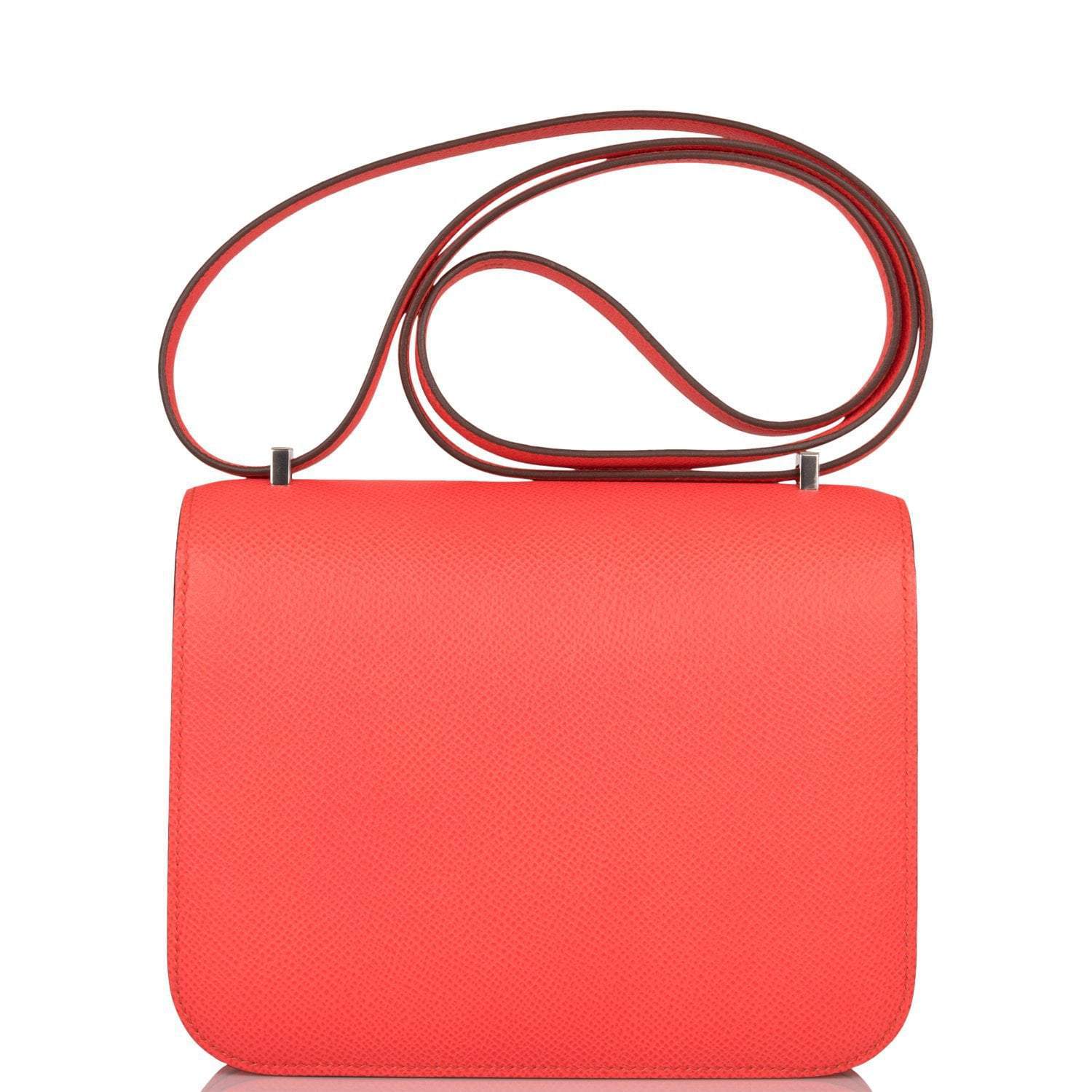 Hermes Rose Enamel Mini Constance 18cm Texas Epsom and Rouge de Coeur Palladium Hardware
