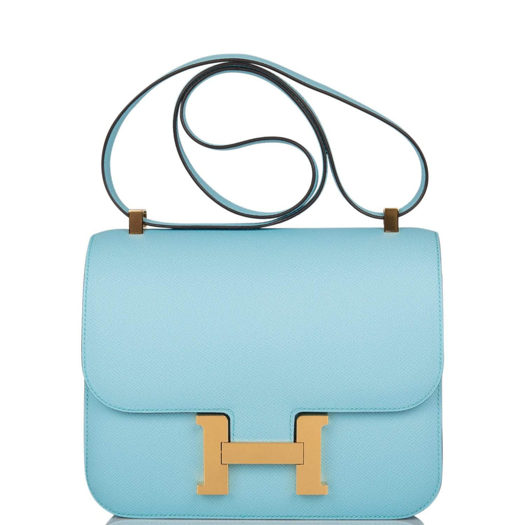 Hermes Bleu Atoll Epsom Constance 24cm Gold Hardware