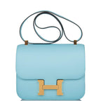 Hermes Bleu Atoll Epsom Constance 24cm Gold Hardware