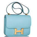 Hermes Bleu Atoll Epsom Constance 24cm Gold Hardware