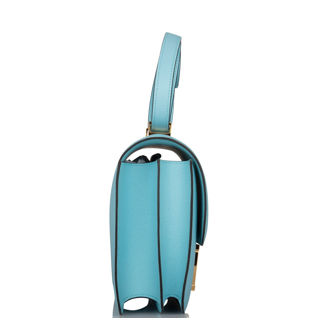 Hermes Bleu Atoll Epsom Constance 24cm Gold Hardware