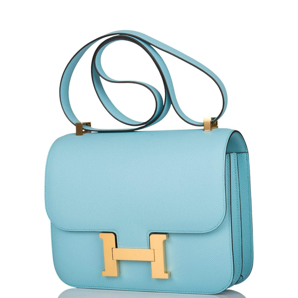 Hermes Bleu Atoll Epsom Constance 24cm Gold Hardware