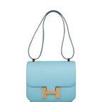 Hermes Bleu Atoll Epsom Constance 24cm Gold Hardware