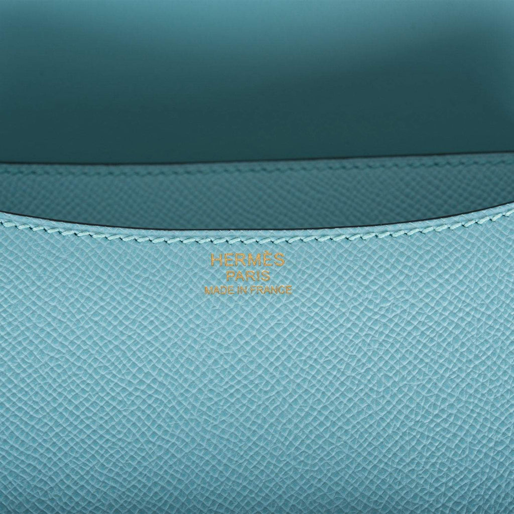 Hermes Bleu Atoll Epsom Constance 24cm Gold Hardware