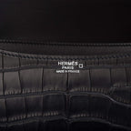 Hermes Black Matte Alligator and Ombre Lizard Marquette Constance 24cm Palladium Hardware