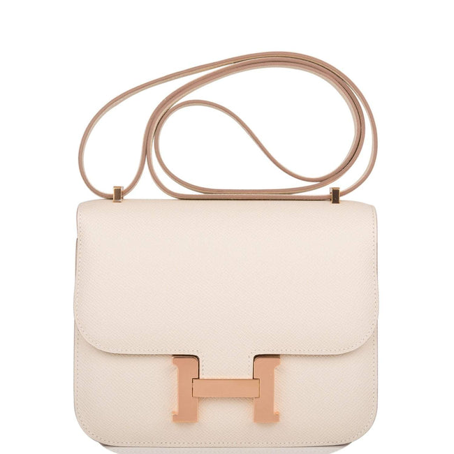 Hermes Craie Epsom Mini Constance 18cm Rose Gold Hardware Hover Image