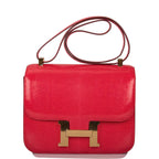 Hermes Rouge Exotique Lizard Niloticus Constance 24cm Gold Hardware