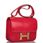 Hermes Rouge Exotique Lizard Niloticus Constance 24cm Gold Hardware