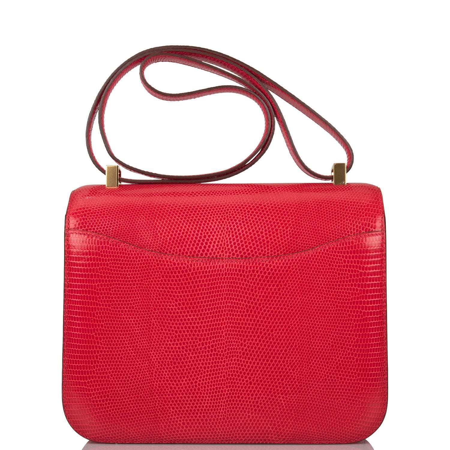 Hermes Rouge Exotique Lizard Niloticus Constance 24cm Gold Hardware