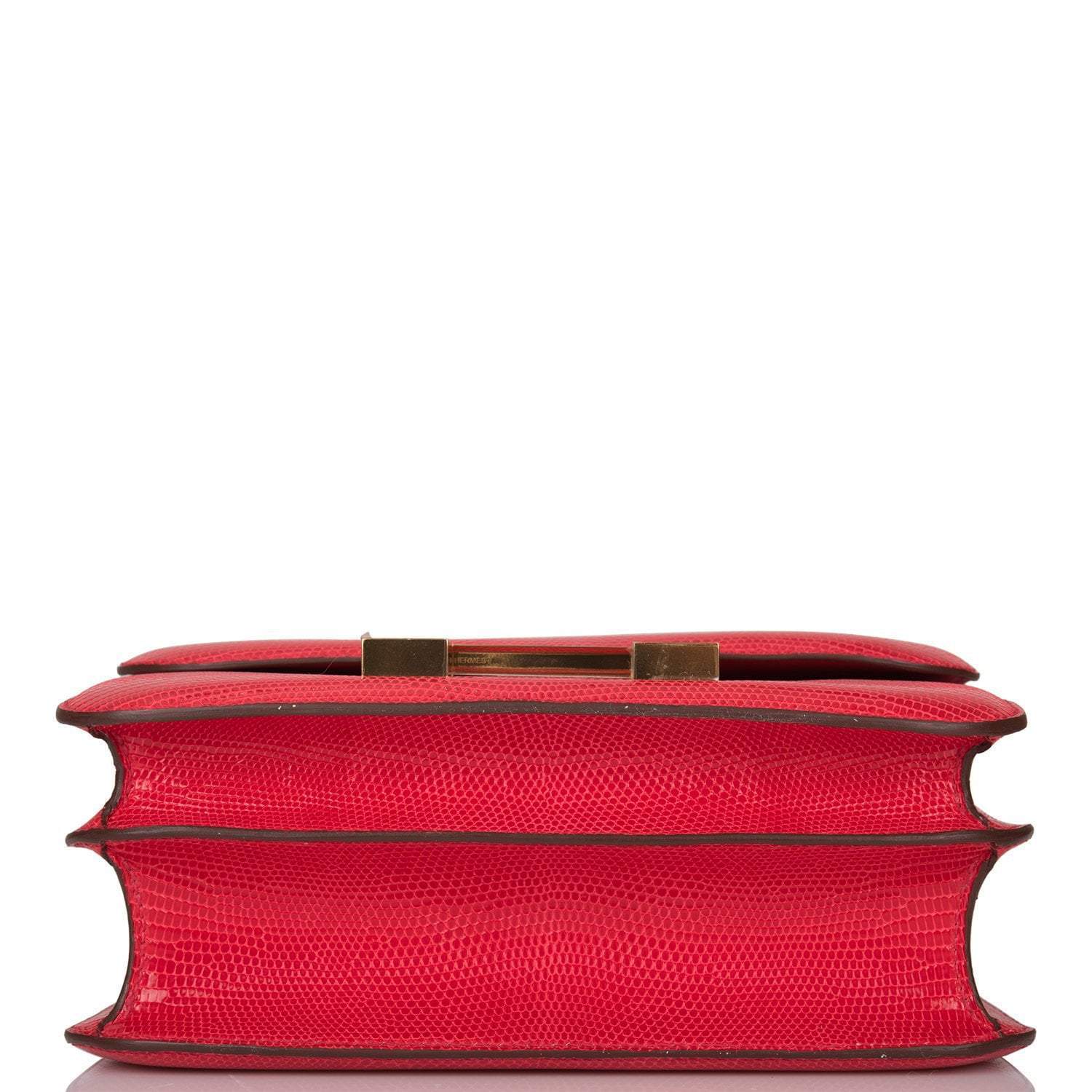 Hermes Rouge Exotique Lizard Niloticus Constance 24cm Gold Hardware