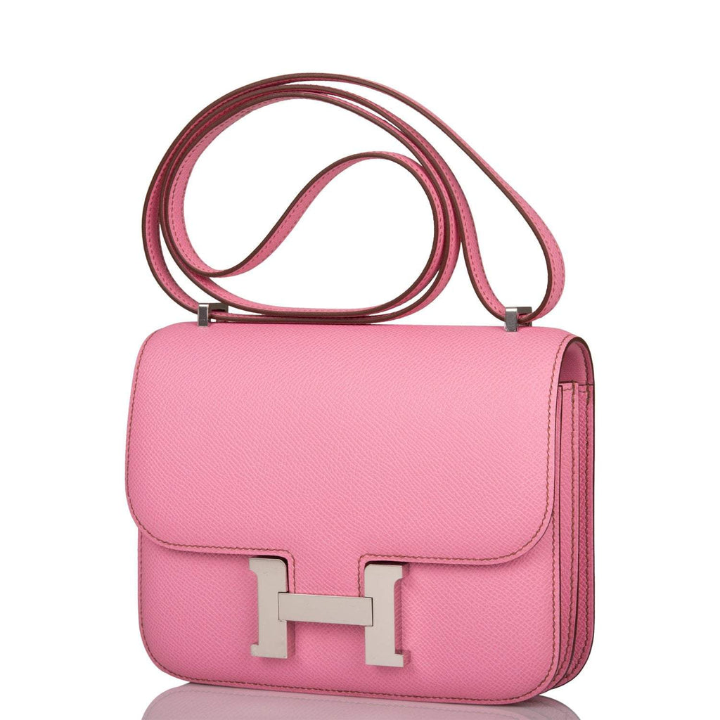 Hermes Mini Constance 18 Bubblegum 5P Epsom Palladium Hardware