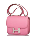 Hermes Mini Constance 18 Bubblegum 5P Epsom Palladium Hardware