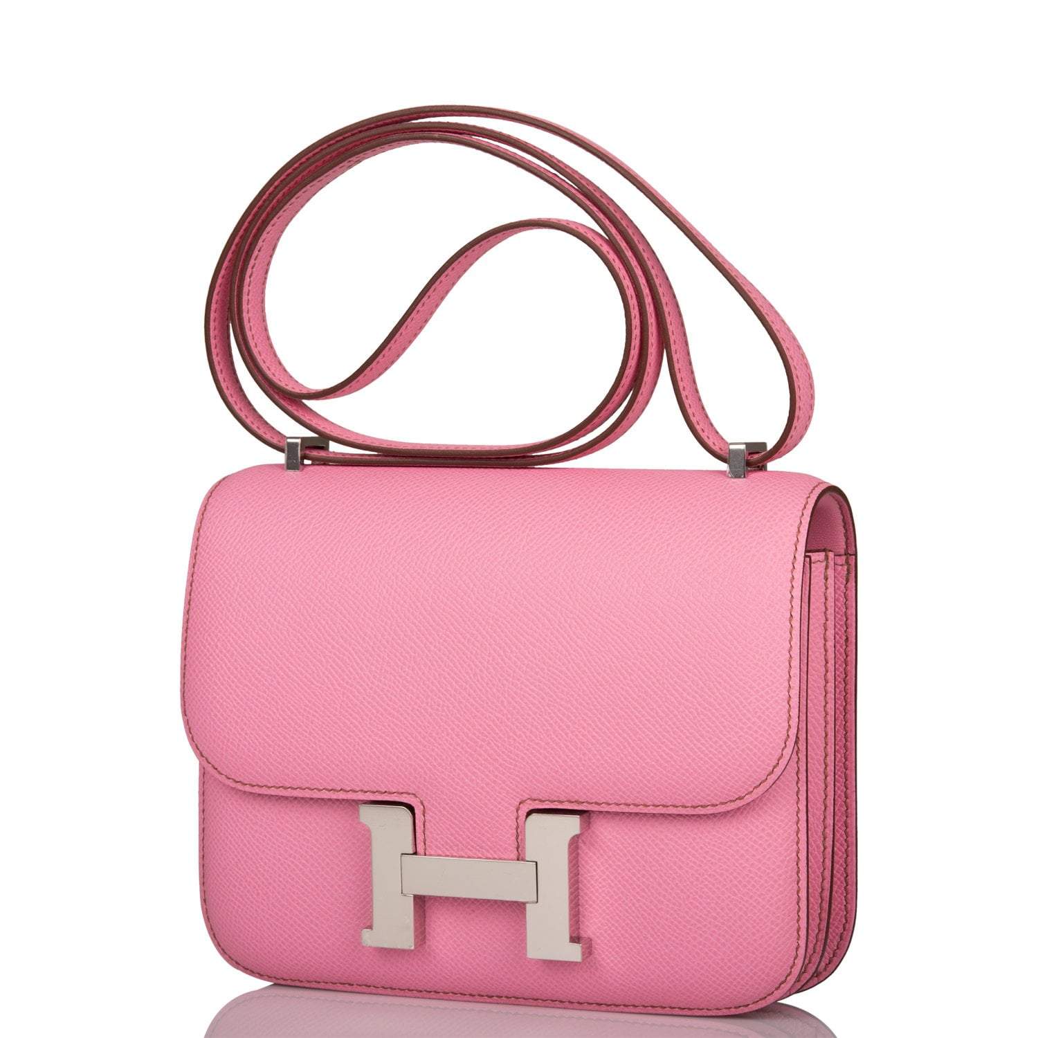 Hermes Mini Constance 18 Bubblegum 5P Epsom Palladium Hardware