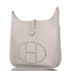 Hermes Gris Perle Clemence Evelyne III PM Bag Palladium Hardware