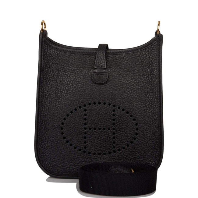 Hermes Black Clemence Evelyne TPM Bag Gold Hardware Hover Image