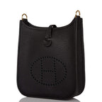 Hermes Black Clemence Evelyne TPM Bag Gold Hardware