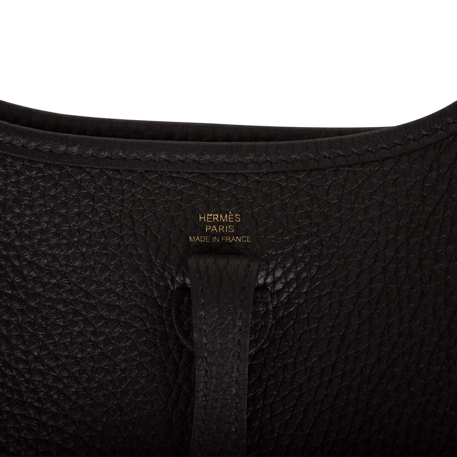 Hermes Black Clemence Evelyne TPM Bag Gold Hardware