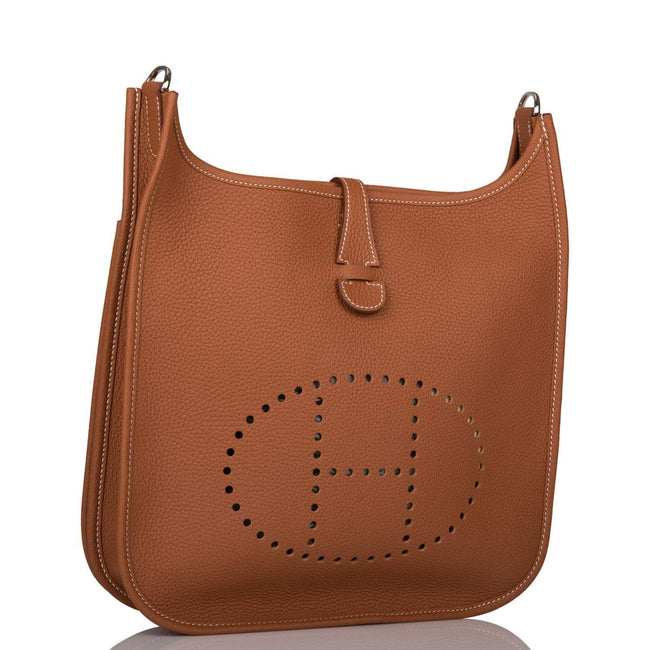 Hermes Gold Clemence Evelyne III PM Bag Palladium Hardware Main Image