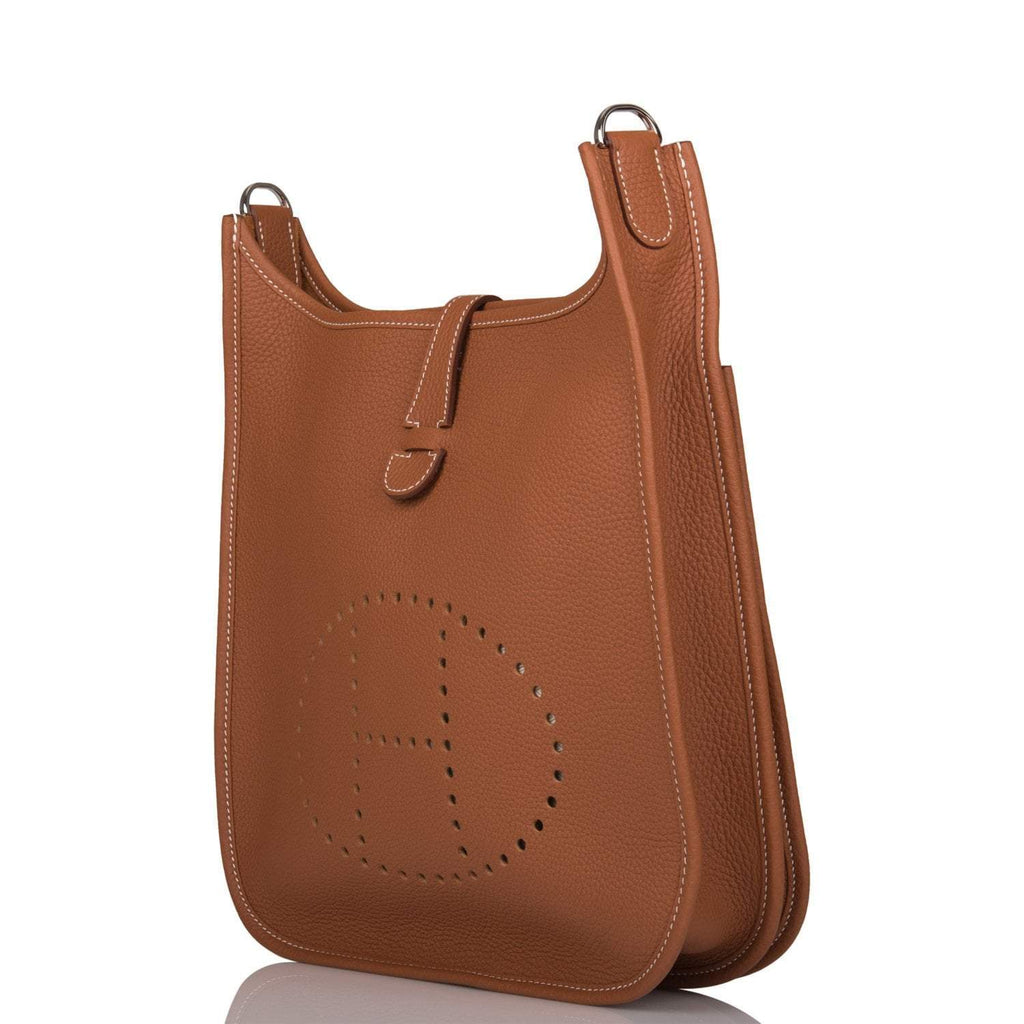 Hermes Gold Clemence Evelyne III PM Bag Palladium Hardware